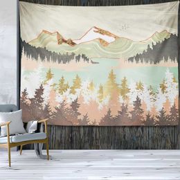 Tapestries Nordic Mountain Sunrise Golden Print Pattern Tapestry Home Living Room Bedroom Wall Decor Background Cloth