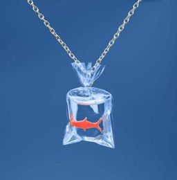 Creative water bag pendant novel goldfish transparent resin koi necklace brings you good luck men and women fine jewelry1308684