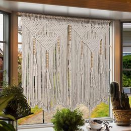 Tapestries Large Macrame Wall Hanging Boho Tapestry Woven Decor- Cotton Tassel Curtain Beige Chic Bohemian Art For Home