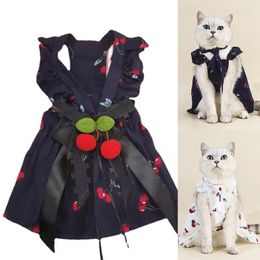 Dog Apparel Cherry Dress For Dogs Wedding Sweet Puppy Summer Clothes Cute Pet Skirt Princess Style Small Chihuahua