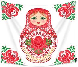 Tapestries Tapestry Russian Wooden Nesting Doll With Painted Flowers Home Decor For Bedroom Living Room Dorm