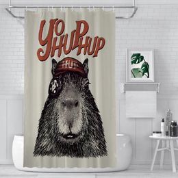 Shower Curtains YoHupHup Red Pirate Bathroom Capybara Cute Animal Waterproof Partition Unique Home Decor Accessories
