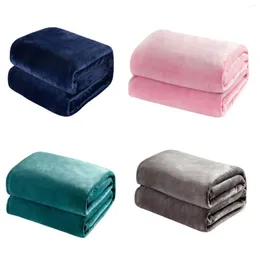 Blankets 130 150cm Thickened Coral Fleece Blanket Soft And Comfortable Throw Solid Color Warm Plush For Bed Sofa