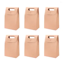 Take Out Containers 20pcs Portable Paper Bags Folding Packaging Box Cookies Biscuit Holder For Home Dessert Shop (Kraft Paper)