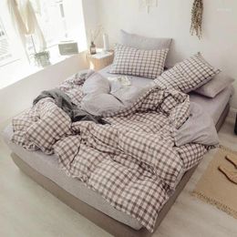 Bedding Sets Washed Cotton Duvet Cover Set 4 Pcs Ultra Soft Breathable With Zipper Comforter Bed Sheet Pillowcases