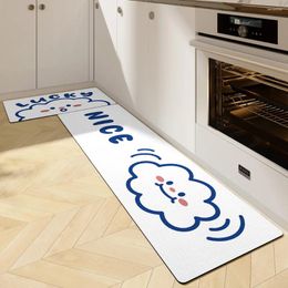 Carpets Kitchen Oil-proof Floor Mat PU Leather Anti-fatigue Foot Thick Flocking Bath Shower Room Non-slip Long Rug Carpet