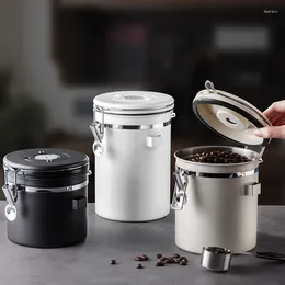 Storage Bottles Coffee Beans Sealed Tank 304 Stainless Steel With Exhaust Valve Tea Can Spoon Dried Fruit Preservation