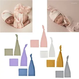 Blankets Born Pography Prop Infant Multi-colors Sleepy Knit Cap Wrap Set Studio Po Shoot Accessories