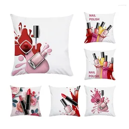 Pillow 45cm Hand Painted Flowers Lipstick Bottles Super Soft Polyester Cover And Sofa Case Home Decorative