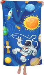 Towel Microfiber Beach Cartoon Planet Galaxy At Starry Sky Moon Sun Rocket Bath Towe Sand Proof