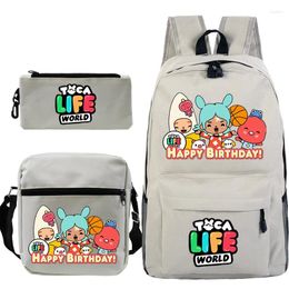 Backpack Cute Toca Life World Shoulders Bag Kids 3pcs/set Backpacks Lovley Cartoon Pencil Fashion Casual Schoolbag Student Book