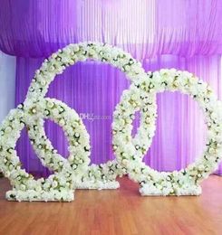 Customised new round iron arch wedding props road lead stage background decor iron arch stand frame with silk artificial flowers A4567592