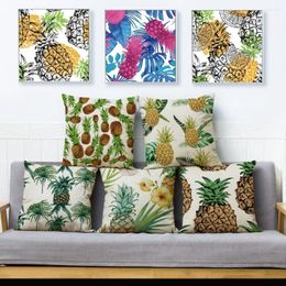 Pillow Tropical Leaves Pineapple Throw Cover 45 45cm Covers Linen Plant Pillows Cases Sofa Home Decor Case