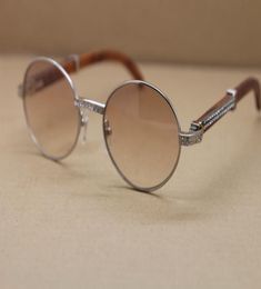 Round diamond Metal Sunglasses Decor Wood frame Men Glasses outdoors driving C Decoration high quality lenses Diamond Cat Size554218654