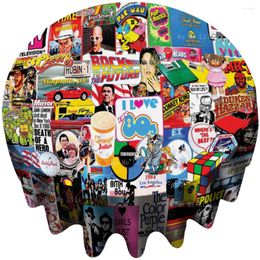 Table Cloth I Love The 1980's Classic Collage Culture Past And Present Fabric Round Tablecloth