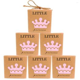 Gift Wrap 12pcs/set Little Princess Baby Shower Favor Boxes With Twine Bow Candy Bag Rustic Kraft Paper Box 1st Birthday Girl Decor