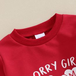 Clothing Sets Baby Boy Girl Valentines Day Outfit Letter Print Crewneck Sweatshirt Top Casual Pants My First Set