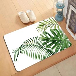 Carpets Tropical Palm Leaf Pattern 40 60 Door Kitchen Bathroom Mat Doormat Indoor Outdoor Floor Mats Anti-Slip Rug