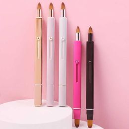 All aluminum tube portable telescopic lip brush with dual head cover makeup brush lipstick brush lip brush beauty tool