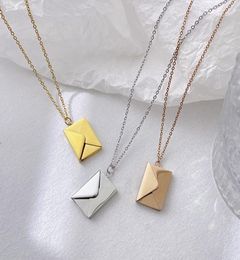 S3389 Valentine039s Day Gift Pendant Necklace Envelope Love Letter Titanium Steel Necklaces Women Niche Design Choker Chain3442534