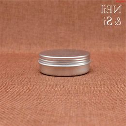 25g Cosmetic Aluminium Jar Refillable Lip Oil Batom Cream Small Tin Empty Travel set Silver Lotion Container Screw Capbest qualtity Kknlg
