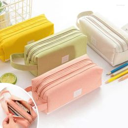 Storage Bags Simple Oxford Cloth Zipper Pencil Case Creative Double Layer Large Capacity Portable Korean Version Pull