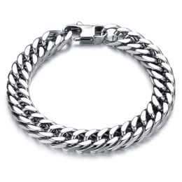 Men Bracelets Hand Chains Designer Bracelet Fashion Stainless Steel Punk Rock Chain Fom Mens Silver 6mm 8mm 10mm 12mm Width
