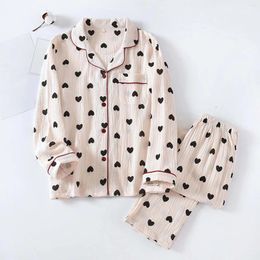 Women's Sleepwear Love Print Pyjamas Set Ladies Comfortable Breathable Long Sleeve Top And Pants Homewear Nightgowns For Teens