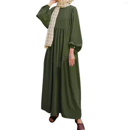 Casual Dresses Plus Size 5XL Muslim For Women Spring Hijab Abaya Long Puff Sleeve Maxi Dress Islam Robe Female Loose Oversized Vestidos