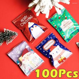 Gift Wrap 100pcs Christmas Candy Cookie Seal Bags Handmade Nougat Baking Packaging Pounches Decorations 2024 Year