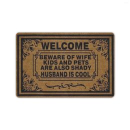 Carpets "Welcome Husband Is Cool" Welcome Door Mat Outdoor Indoor Porch Patio Party Holiday Home Decor Floor Rug Rubber Non Slip