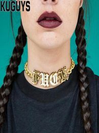 Acrylic Mirror Gold Letter Chokers Necklaces for Womens Trendy Jewellery Link Chain HipHop Necklace Girl Cool Accessories8829724