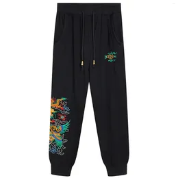 Men's Pants Embroidery Printed Sweatpants For Man Sports Long Thin Casual Trousers Summer Male Elastic Waisted Pant Drawstring