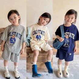 Clothing Sets Brother Sister Clothes Set Cartoon Bear Sportswear Boys Casual Letter Print Thin Cotton Hoodie Suit Top Pant Children