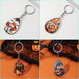 Keychains Halloween Dwarf Pumpkin Drop Wooden Keychain Pendant Skull Bag For Couples Gift