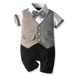 Clothing Sets Children's Suit British Contrast Color Vest Cotton Lapel Shirt One-piece Gentleman Bow Tie Climbing Clothes