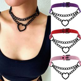 Chokers Vintage heart-shaped necklace with chain style Gothic necklace suitable for girls Grunge punk cute Kawaii Egirl necklace original accessories d240514