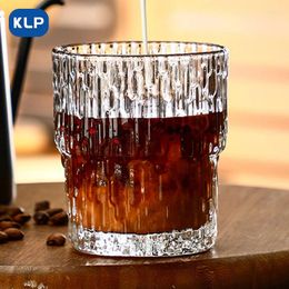 Wine Glasses KLP 1pcs Ins Style Embossed Glass Whisky Vintage Japanese Can Be Used For Tea Juice Coffee Etc.