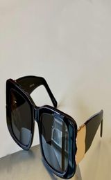 0096 Rectangle Sunglasses Black Gold Dark Gray Lenses Womens Sonnenbrille occhiali da sole Men Fashion Sun Shades with box4116435