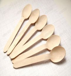 Disposable Wooden Spoon Mini Ice Cream Spoon Wood Dessert Scoop Wedding Party Tableware Kitchen Accessories Tool5381302