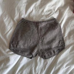 Women's Sleepwear Y2K Lounge Knitted Shorts Elastic Low Waist Flower Decor Slim Fit Summer Aesthetic Pyjama Boxers Bottoms
