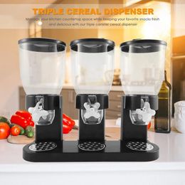 Storage Bottles Cereal Dispenser Triple Dry Food Container Machine Plastic Oatmeal Nuts Box Holds