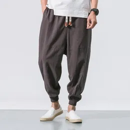 Men's Pants Casual Solid Colour Japanese Style Harem With Deep Crotch Pockets For Daily Wear In Plus Size Loose