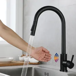 Kitchen Faucets Battery Powered Faucet Infrared Induction Cold And Pull Out Two Function Smart Deck Mounted Tap