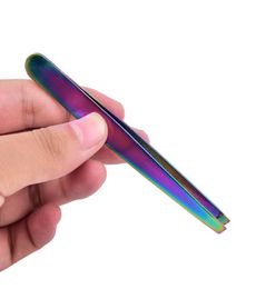 stainless steel Colourful eyebow tweezers beauty slanted hair removal of high quality make up tools LJJQ19466978