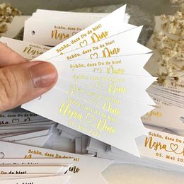 Party Supplies Custom 20/50/100pcs Thank You Tags DIY Wedding White/Black 63x18CM Gold Foiled Hang For Gift Bridal Shower Favors