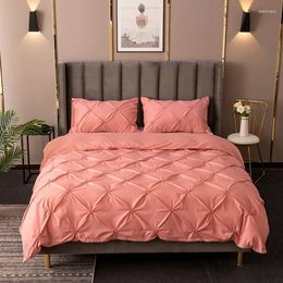 Bedding Sets 2/3pcs Soft Pinch Pleated Solid Set Pintuck Decorative Duvet Cover 1 Quilt 1/2 Pillowcases US/EU/Size