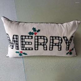 Pillow Washable Lint Free Decorative Christmas Letters Embroidered Pattern Throw Case Cover Daily Use