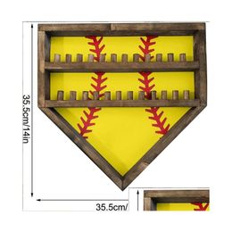 Titanium Sport Accessories Samples Wooden Softball Baseball Ring Home Plate Stacked Championship Display Holder With Engraved Drop D Dh1Eo