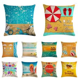 Pillow Hello Summer Ocean Style Painting Home Decor Cover Cotton Fabric Pillowcase Covers For Sofa Living Room ZY996